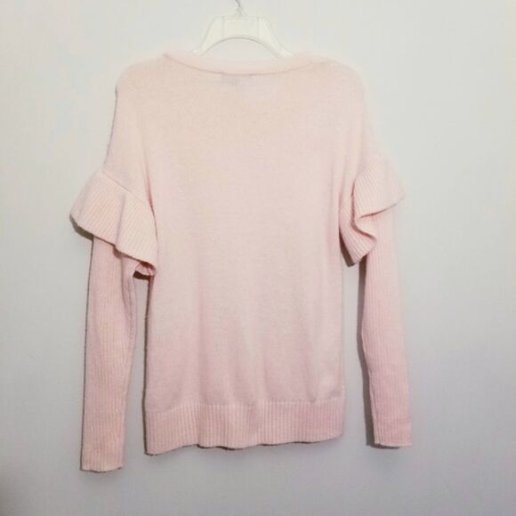 ANN TAYLOR Pink Flounce Sleeve  Wool Blend Sweater Size Small NWT - Picture 3 of 5